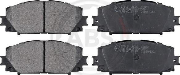 A.B.S. 37542 - Brake Pad Set, disc brake www.autospares.lv