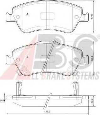 A.B.S. 37620 OE - Bremžu uzliku kompl., Disku bremzes www.autospares.lv