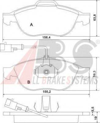 A.B.S. 37064 OE - Тормозные колодки, дисковые, комплект www.autospares.lv