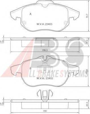 A.B.S. 37300 OE - Bremžu uzliku kompl., Disku bremzes www.autospares.lv