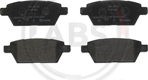 A.B.S. P49051 - Тормозные колодки, дисковые, комплект www.autospares.lv