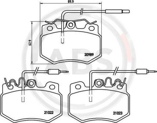 A.B.S. P61031 - Bremžu uzliku kompl., Disku bremzes www.autospares.lv