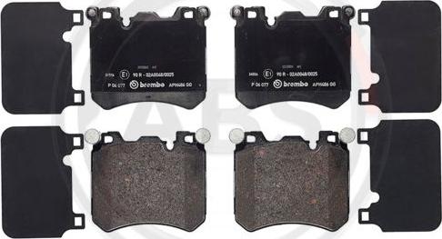 A.B.S. P06077 - Тормозные колодки, дисковые, комплект www.autospares.lv