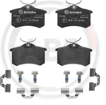 A.B.S. P85020 - Brake Pad Set, disc brake www.autospares.lv