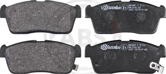 A.B.S. P79012 - Brake Pad Set, disc brake www.autospares.lv