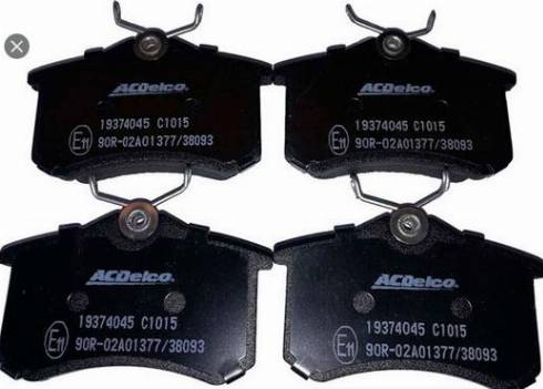 ACDelco 19374045 - Bremžu uzliku kompl., Disku bremzes www.autospares.lv