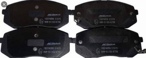 ACDelco 19374059 - Тормозные колодки, дисковые, комплект www.autospares.lv