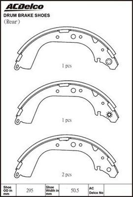 ACDelco ACBS1660 - Bremžu loku komplekts www.autospares.lv