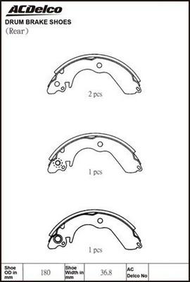 ACDelco ACBS1681 - Bremžu loku komplekts www.autospares.lv