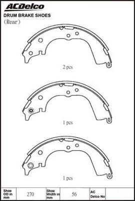 ACDelco ACBS1714 - Brake Shoe Set www.autospares.lv