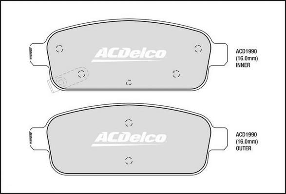 ACDelco ACD1990 - Brake Pad Set, disc brake www.autospares.lv