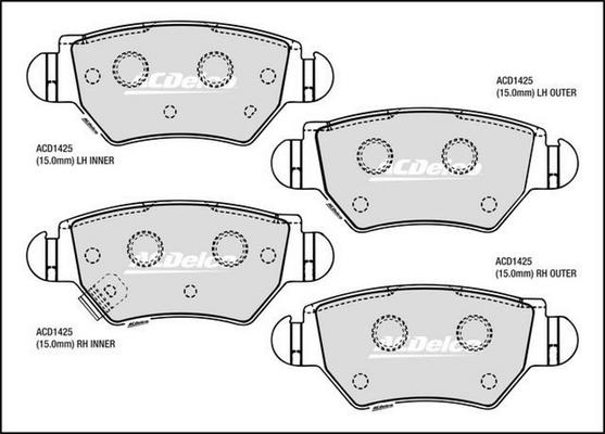 ACDelco ACD1425 - Bremžu uzliku kompl., Disku bremzes autospares.lv