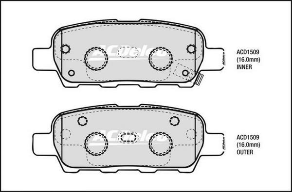 ACDelco ACD1509 - Bremžu uzliku kompl., Disku bremzes www.autospares.lv