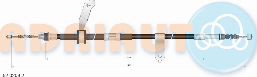 Adriauto 52.0209.2 - Trose, Stāvbremžu sistēma www.autospares.lv