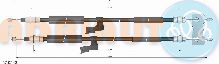 Adriauto 57.0243 - Trose, Stāvbremžu sistēma www.autospares.lv