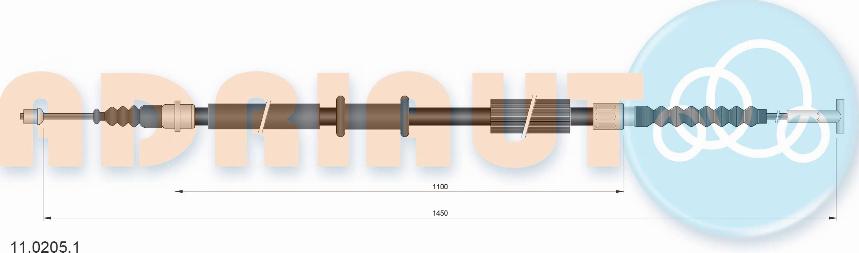 Adriauto 11.0205.1 - Trose, Stāvbremžu sistēma www.autospares.lv