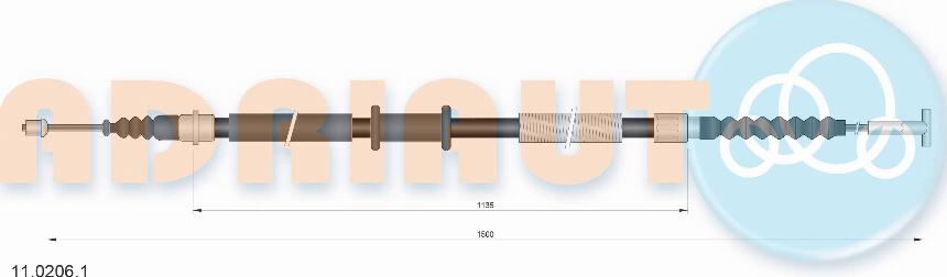 Adriauto 11.0206.1 - Trose, Stāvbremžu sistēma www.autospares.lv