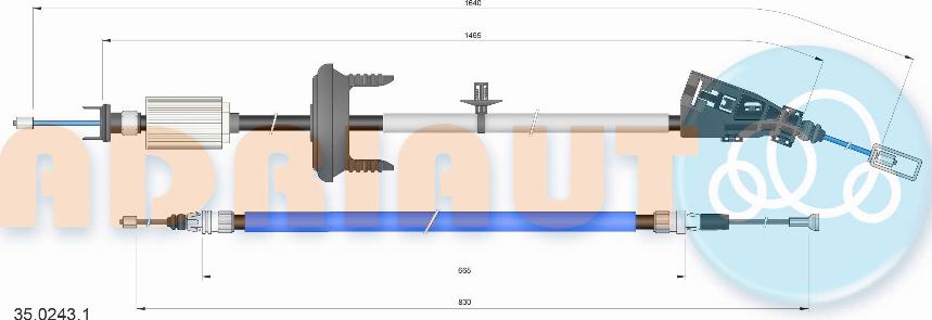 Adriauto 35.0243.1 - Cable, parking brake www.autospares.lv