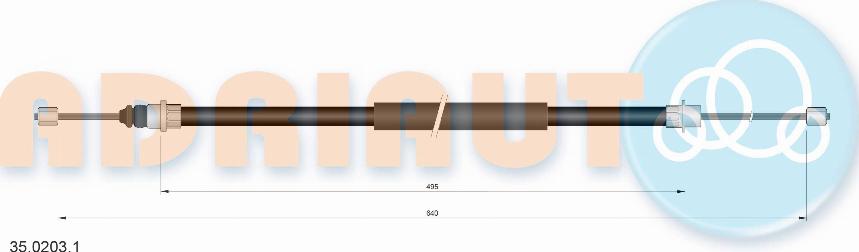 Adriauto 35.0203.1 - Trose, Stāvbremžu sistēma www.autospares.lv