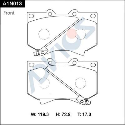 Advics A1N013 - Brake Pad Set, disc brake www.autospares.lv