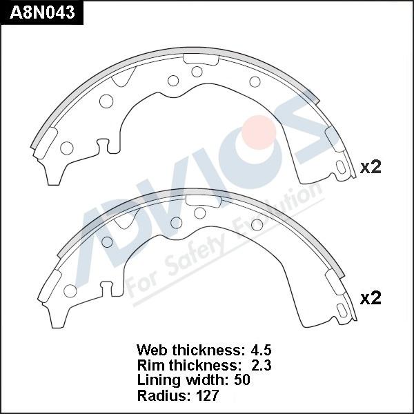 Advics A8N043 - Brake Shoe Set www.autospares.lv