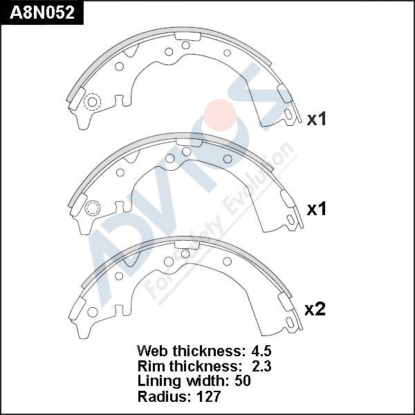 Advics A8N052 - Brake Shoe Set www.autospares.lv