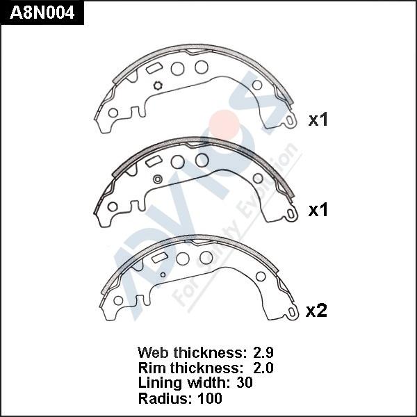 Advics A8N004 - Bremžu loku komplekts www.autospares.lv