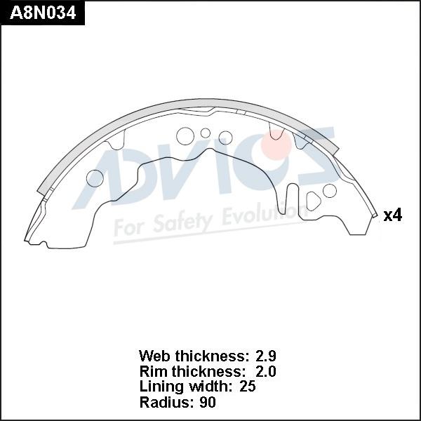 Advics A8N034 - Bremžu loku komplekts www.autospares.lv