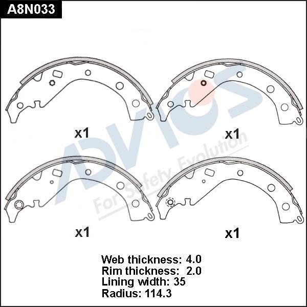 Advics A8N033 - Bremžu loku komplekts www.autospares.lv