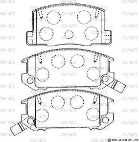 Advics A2N044 - Bremžu uzliku kompl., Disku bremzes www.autospares.lv