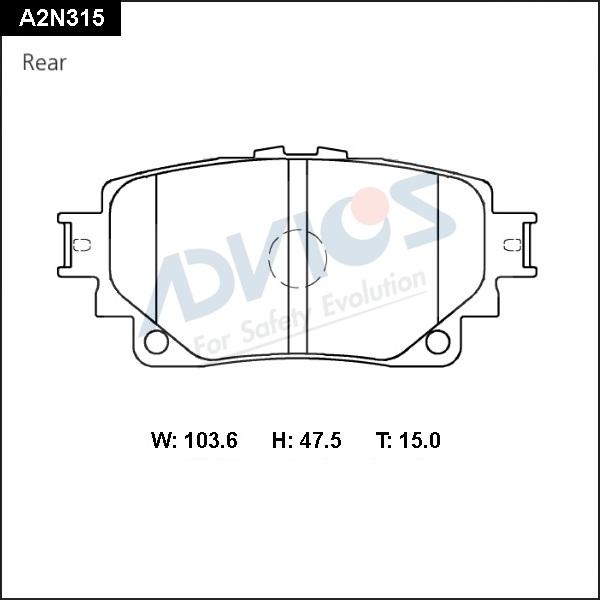 Advics A2N315 - Bremžu uzliku kompl., Disku bremzes www.autospares.lv