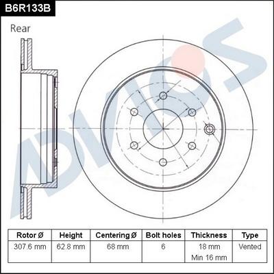 Advics B6R133B - Bremžu diski autospares.lv