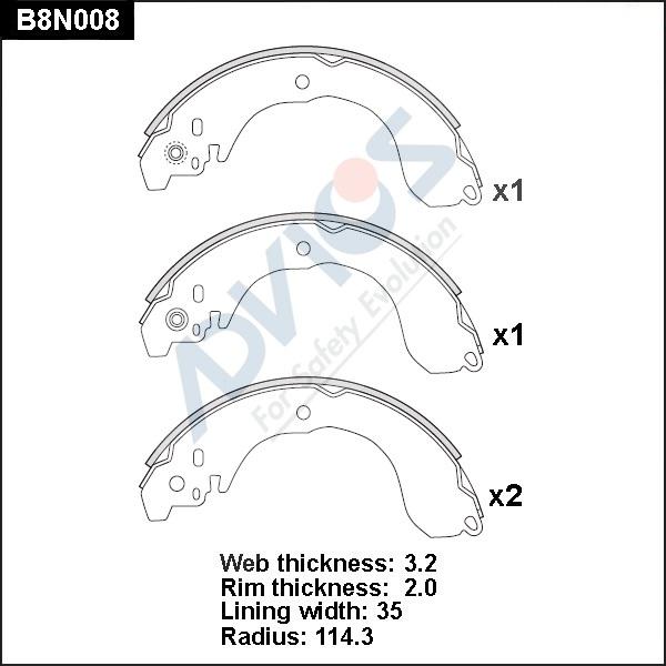 Advics B8N008 - Bremžu loku komplekts www.autospares.lv