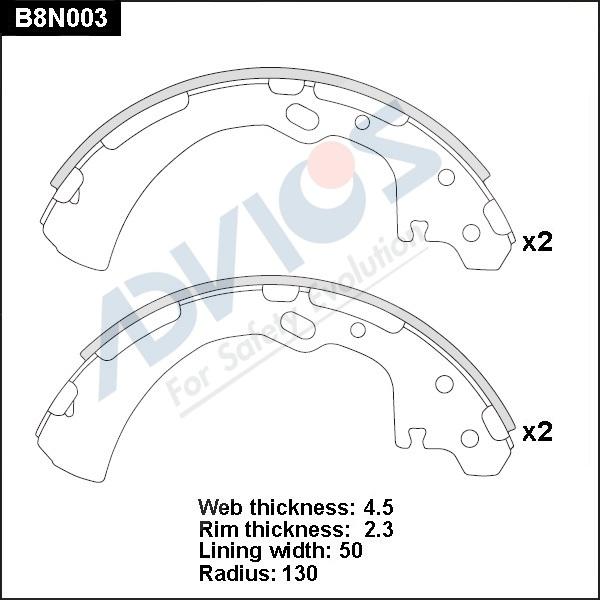 Advics B8N003 - Brake Shoe Set www.autospares.lv