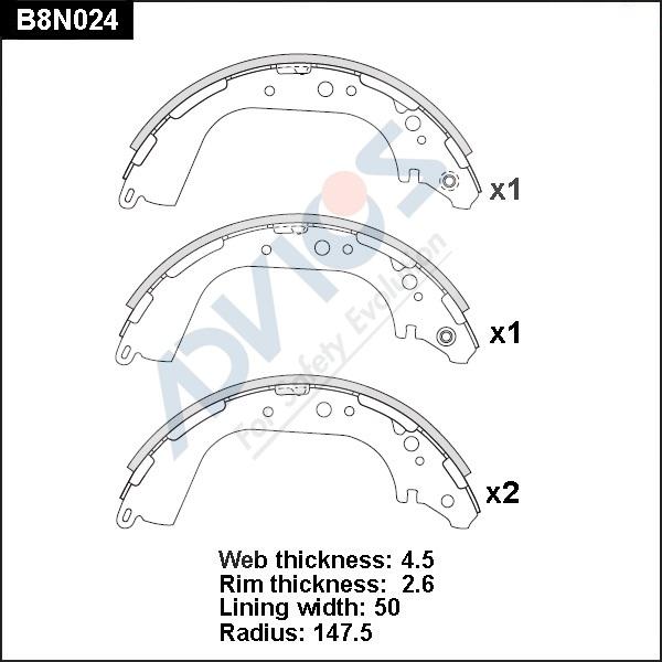 Advics B8N024 - Brake Shoe Set www.autospares.lv