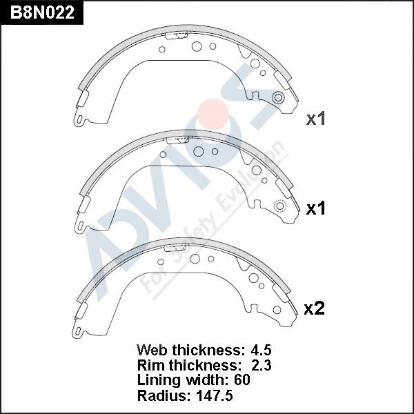 Advics B8N022 - Bremžu loku komplekts www.autospares.lv