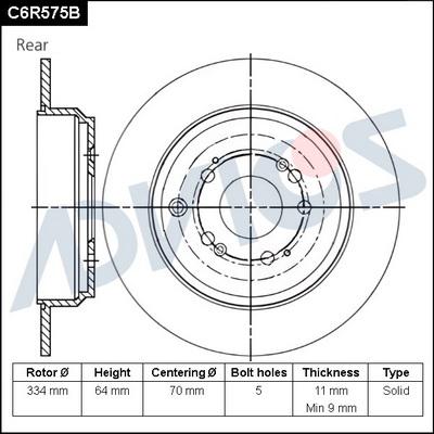 Advics C6R575B - Bremžu diski www.autospares.lv