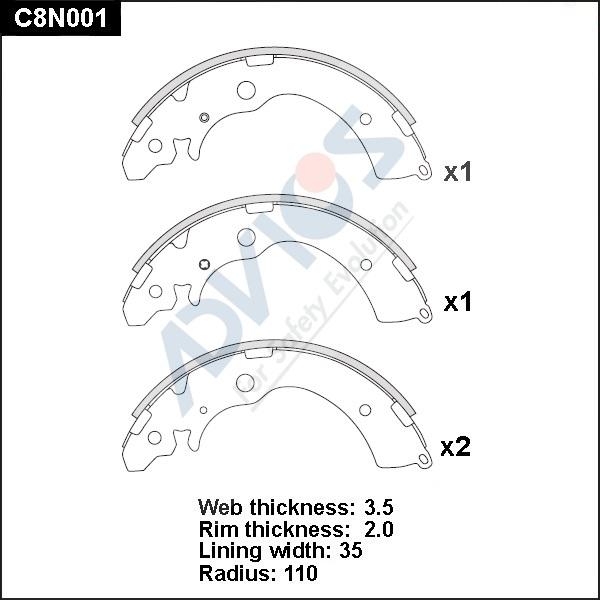 Advics C8N001 - Bremžu loku komplekts www.autospares.lv