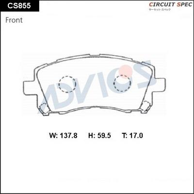 Advics CS855 - Bremžu uzliku kompl., Disku bremzes www.autospares.lv