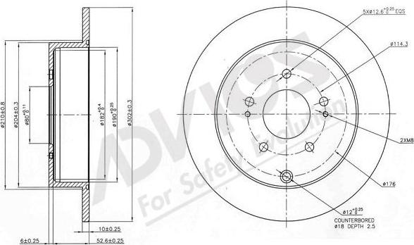 Advics D6R085B - Bremžu diski www.autospares.lv