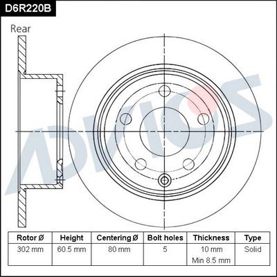 Advics D6R220B - Bremžu diski www.autospares.lv