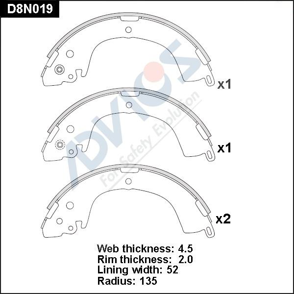 Advics D8N019 - Bremžu loku komplekts www.autospares.lv