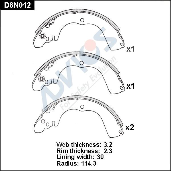 Advics D8N012 - Bremžu loku komplekts www.autospares.lv