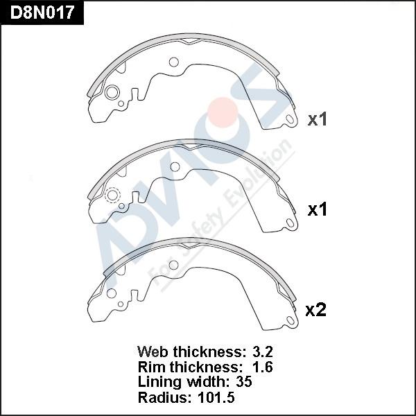 Advics D8N017 - Bremžu loku komplekts www.autospares.lv