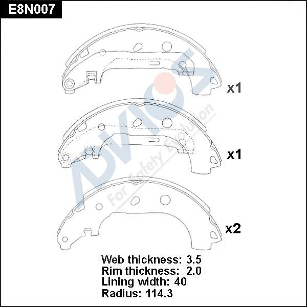 Advics E8N007 - Bremžu loku komplekts www.autospares.lv