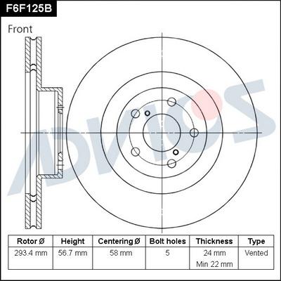 Advics F6F125B - Bremžu diski autospares.lv