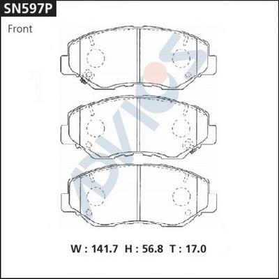 Advics SN597P - Brake Pad Set, disc brake www.autospares.lv