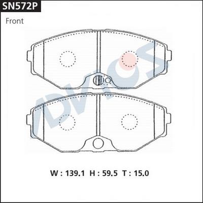 Advics SN572P - Тормозные колодки, дисковые, комплект www.autospares.lv