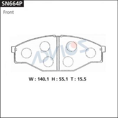 Advics SN664P - Brake Pad Set, disc brake www.autospares.lv