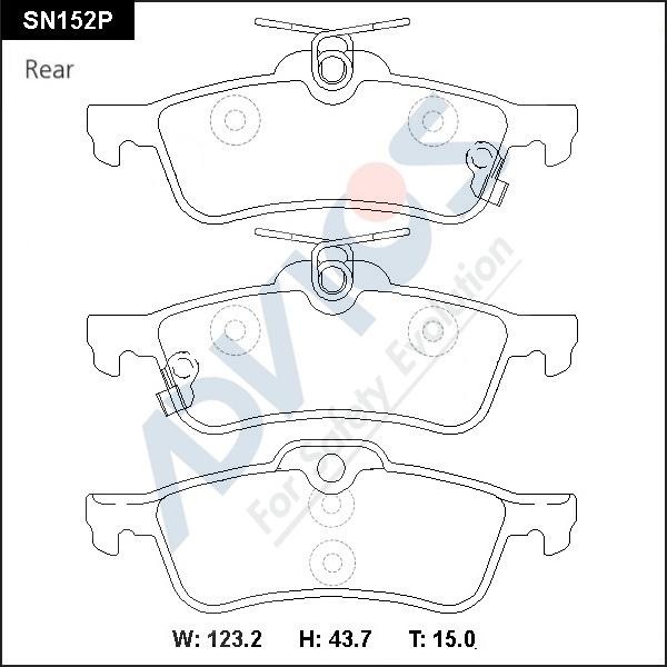 Advics SN152P - Тормозные колодки, дисковые, комплект www.autospares.lv